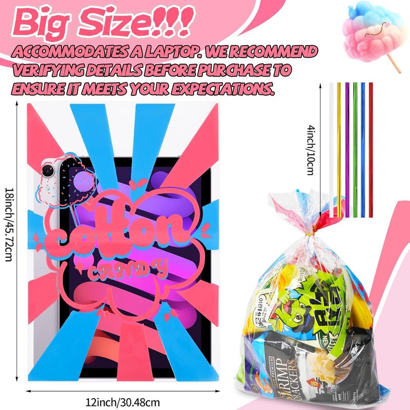 GraceKit 100 Pcs Carnival Cotton Candy Bags 12 x 18 Inch Cotton Candy Supplies with Ties for Carnivals Circus christmas Parties Concession Stand Supplies - Image 2
